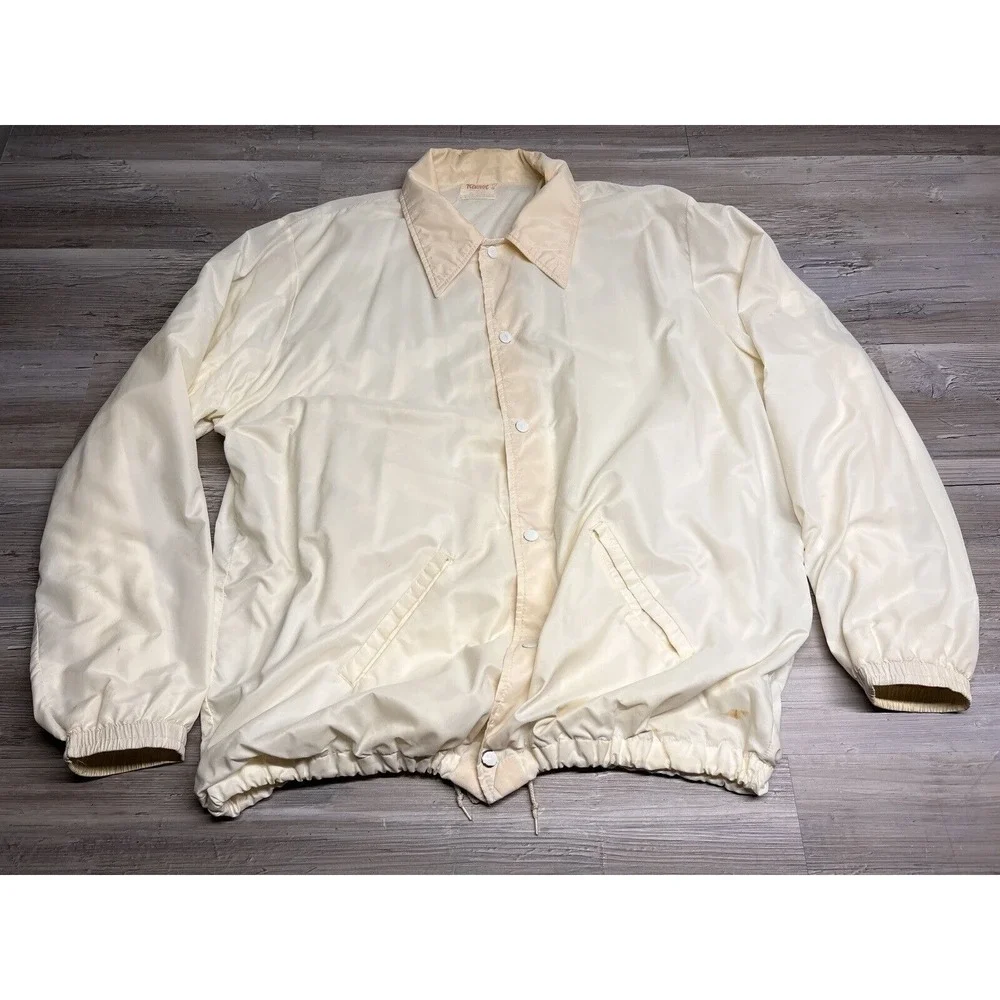 Vintage Windbreaker Coach Jacket XL Lined Baggy White Boxy Cropped Oversized 60s